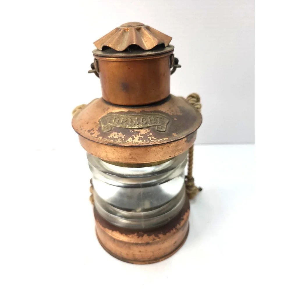 Vintage TOPLICHT Copper & Brass Masthead Ship Lantern |‎ Nautical Fresnel Lens